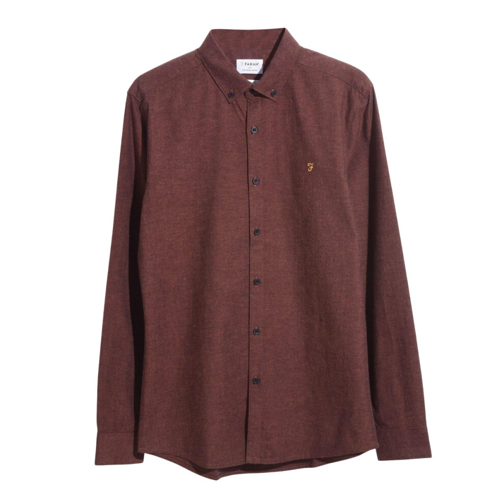 Farah (S, ) Mens Steen Long-Sleeved Shirt Brown