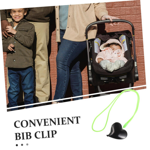 Stroller Bib Clip Holder for Babies with Durable Strap, Secure Attachment, Compact Travel Fit 2