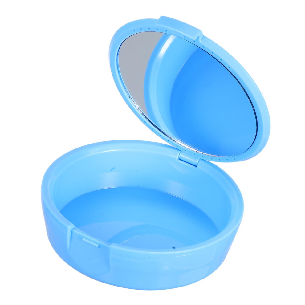 Retainer Case with Builtin Travel Mirror, Compact Denture Storage Box for Soaking and Travel
