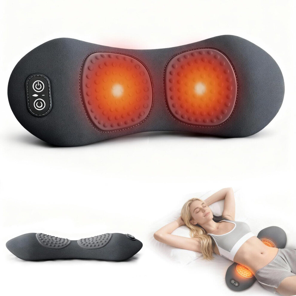 3 in 1 Lower Back Massager with Heat Therapy and Spinal Traction Lumbar Support Pillow for Pain Relief