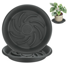 2Pack 9.4 Inch Resin Plant Saucers with Overflow Protection for Indoor Outdoor Flower Pot Use