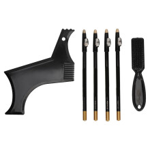 Beard Shaper with 4pcs Barber Pencil and Brush, Precision Beard Shaping Kit for Men Black