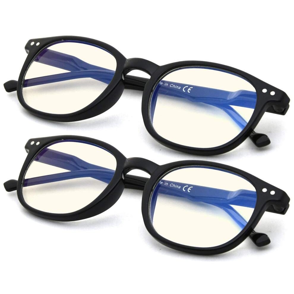 2Pack Vintage Black Reading Glasses +3.5 with Clear Magnification and UV Protection