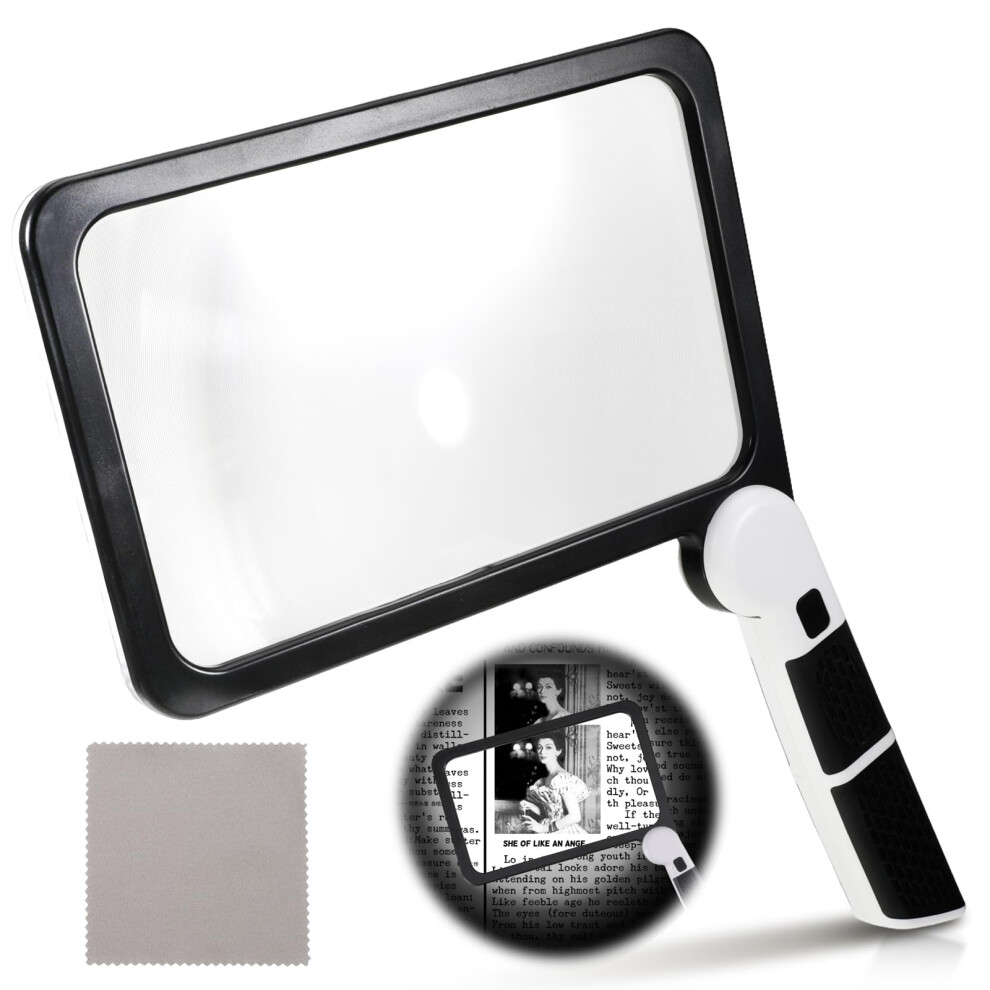 Light Magnifying Glass With 5X Optical Foldable Handheld Reading Magnifier With 48 Led And Antiglare Lens For Seniors And Low Vision