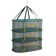3 Tier Herb Drying Rack with Zipper, Foldable Mesh Hanging Rack for Herbs, Fruits, Buds and Vegetables