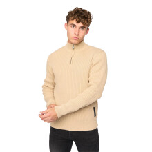 (XL, Wheat) Crosshatch Mens Havaline Knitted Quarter Zip Pullover