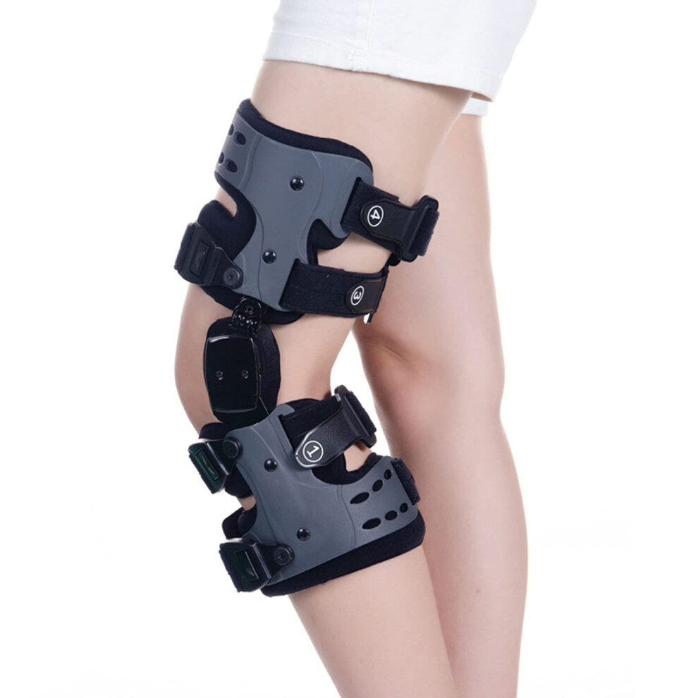 Black Oa Unloader Knee Brace For Osteoarthritis Relief, Adjustable Hinged Support For Left Leg Joint Pain