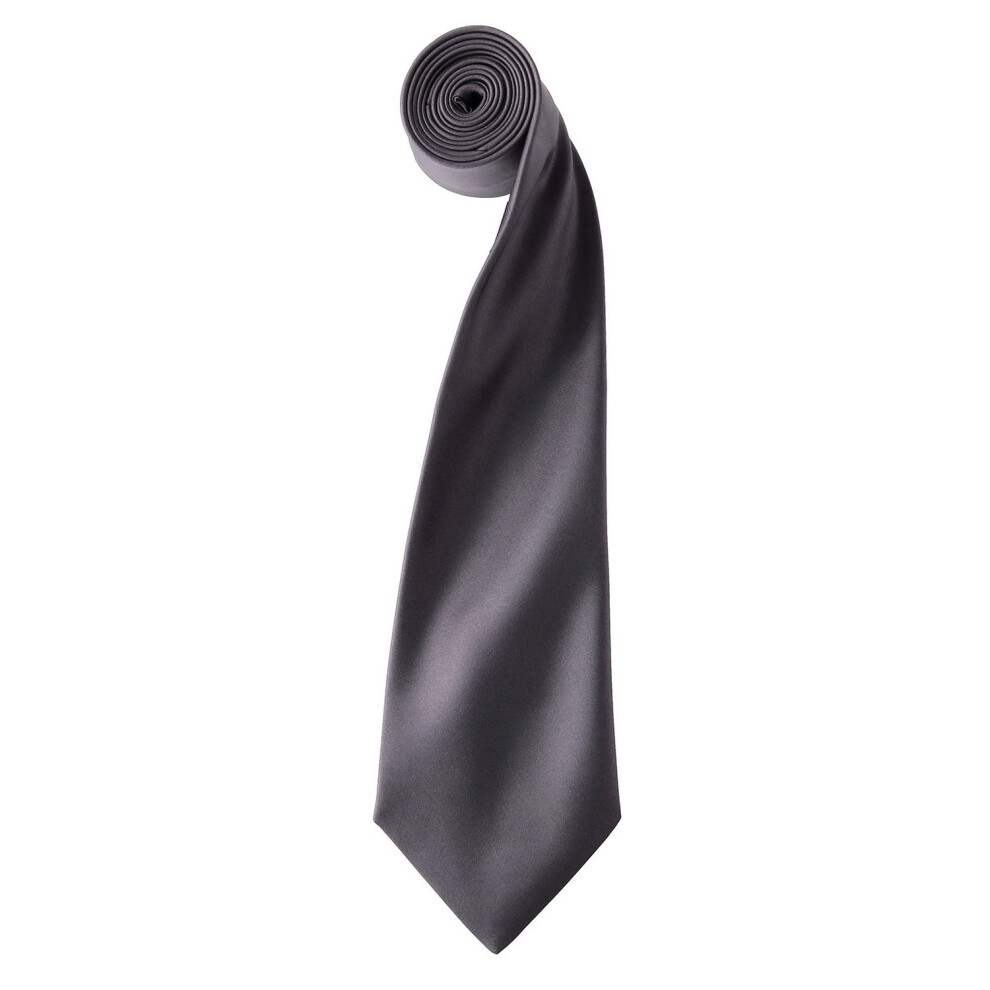 Premier Unisex Dark Grey Colours Satin Tie In - Image 2