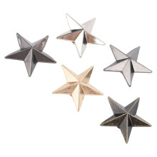 Juego de 50 remaches con forma de estrella de cinco puntas, 20,5 mm, dorado/plata/negro