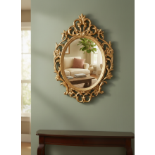 New Ornate Baroque Oval Wall Mirror Gold 69x48x3Cm