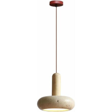 Yellow Travertine Pendant Light with Adjustable Height, EyeFriendly LED for Kitchen Island or Dining Room