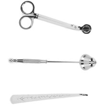 Kerzenzubehör-Set 3 Stück Docht-Schneider, Dochtlöscher, Kerzenlöscher, Dochtpuffer, Silber