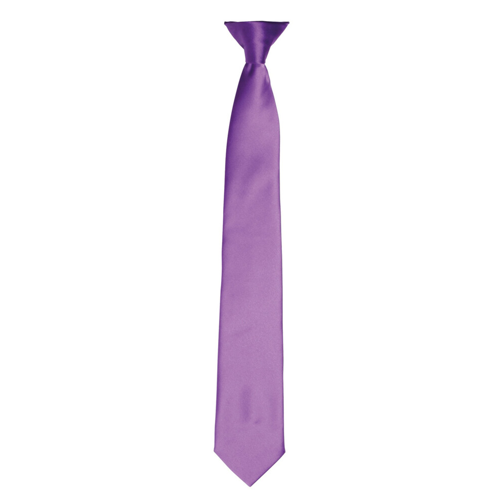Premier (One Size, Rich Violet) Colours Mens Satin Clip Tie