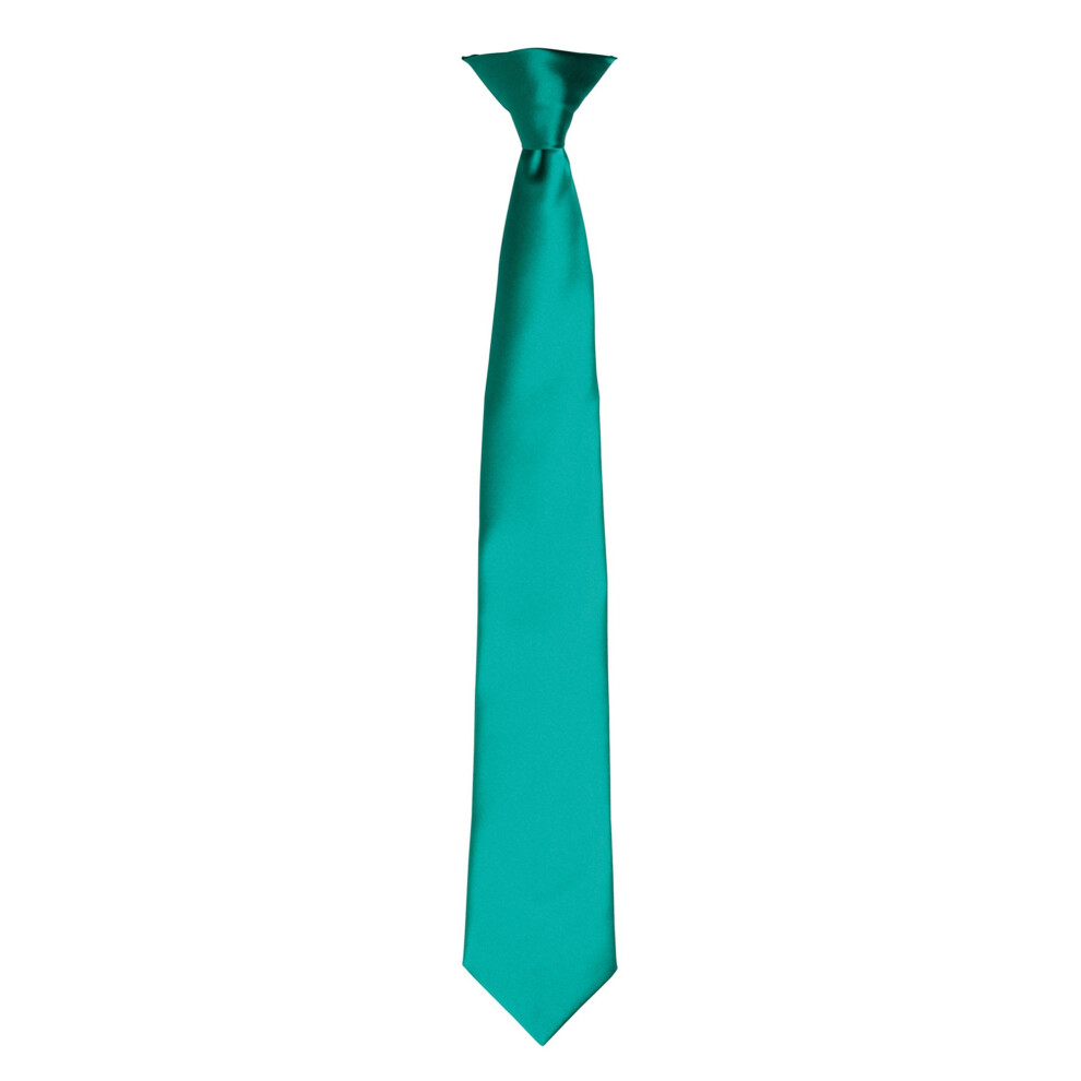 Premier (One Size, Emerald) Colours Mens Satin Clip Tie