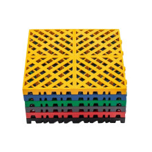 4 Pieces Modular Interlocking Floor Tiles 40x40cm Non‑Slip Drainage Mat for Garage Shower Deck Yellow