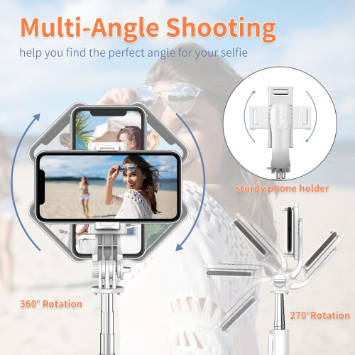 Selfie Stick with Light and Remote, Extendable 42 Inch Tripod for iPhone and Android, 360 Rotation 2