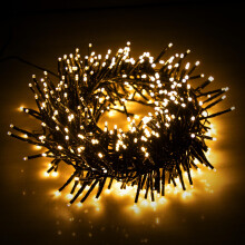 62Ft 1500 LED Christmas Cluster Lights Warm White, 8 Modes, Timer, Memory, IP44 Waterproof