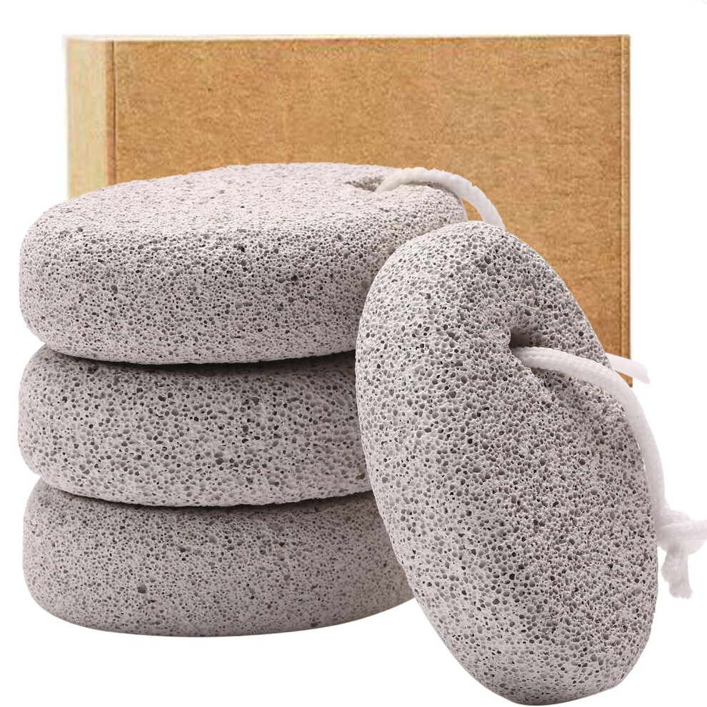 4 Pack Natural Lava Pumice Stone for Feet and Hands, Foot Callus Remover for Dead Skin and Heels
