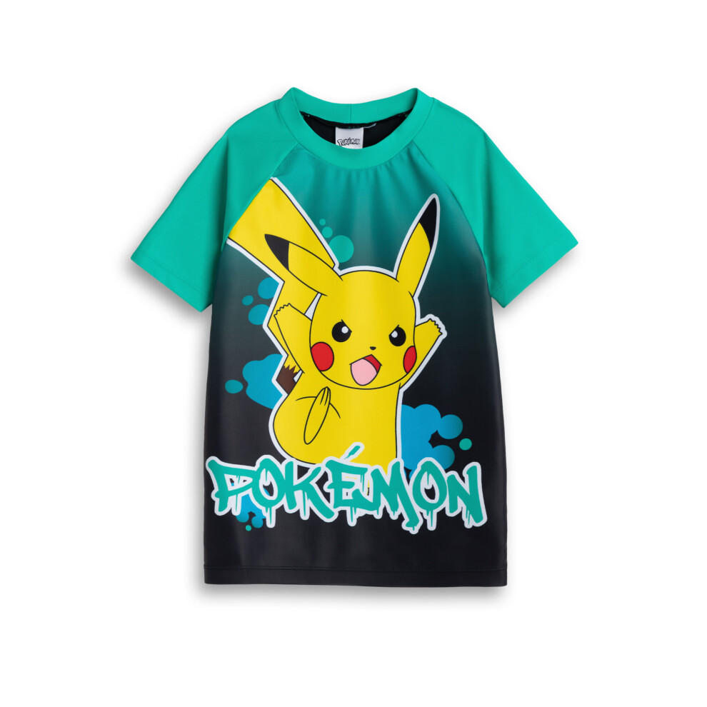 New Pokémon Boys (11-12 Years) Pokemon Swim Top (S ) Green