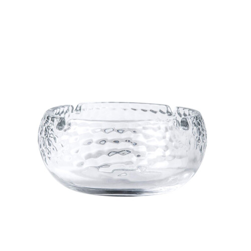 Glass Ashtray with Deep Bowl, Thicker Stackable Clear Design, Four Grooves for Home and Bar