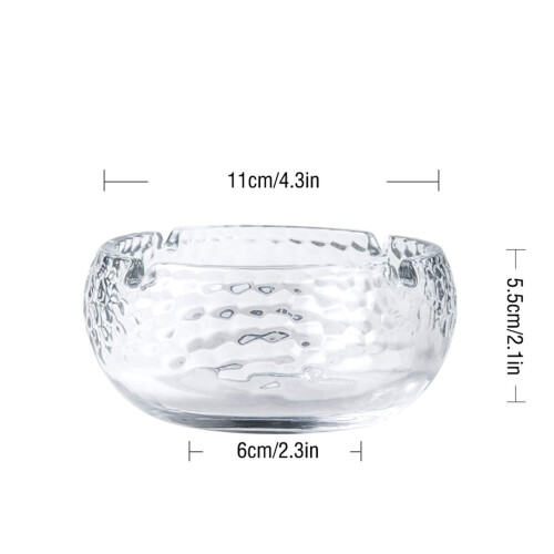 Glass Ashtray with Deep Bowl, Thicker Stackable Clear Design, Four Grooves for Home and Bar 1