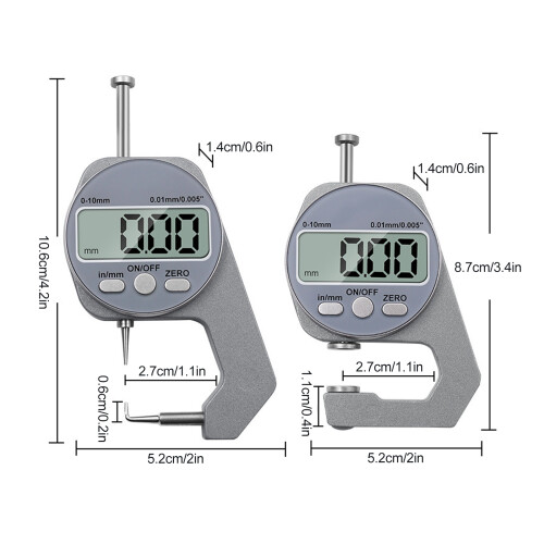 Digitaler Dickenmesser LCD, 0-10 mm, Aluminiumlegierung, Silber 1