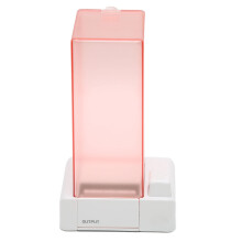 Automatic Cotton Pad Dispenser with OnePress Design, NonSlip Base, Transparent Pink Bathroom Holder