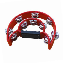 Handgehaltenes Doppelreihentamburin mit ergonomischem Griff, Rot, 20x20cm