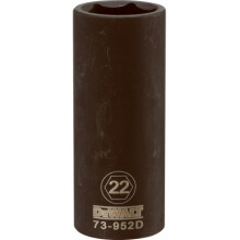 Metric Deep Impact Socket, 6-Point, Black Oxide, 1/2 In. Drive, 22mm - DWMT73952OSP