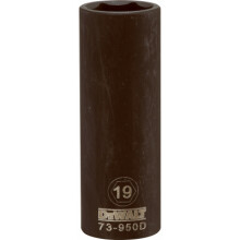 Metric Deep Impact Socket, 6-Point, Black Oxide, 1/2 In. Drive, 19mm - DWMT73950OSP