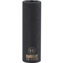 Metric Deep Impact Socket, 6-Point, Black Oxide, 1/2 In. Drive, 15mm - DWMT75126OSP