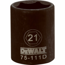 Metric Impact Socket, 6-Point, Black Oxide, 1/2 In. Drive, 21mm - DWMT75111OSP