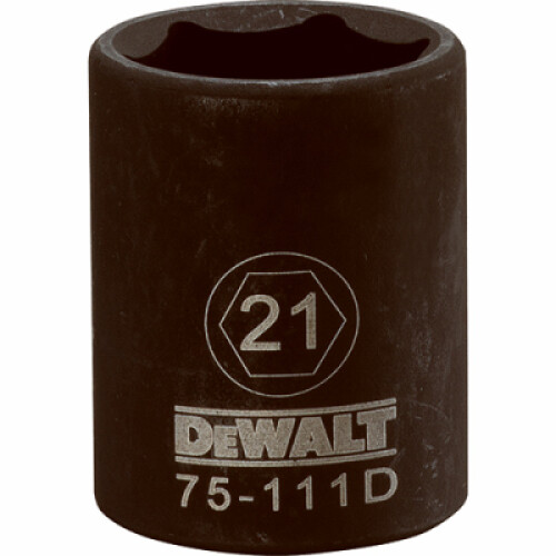 DeWalt Metric Impact Socket, 6-Point, Black Oxide, 1/2 In. Drive, 21mm - DWMT75111OSP