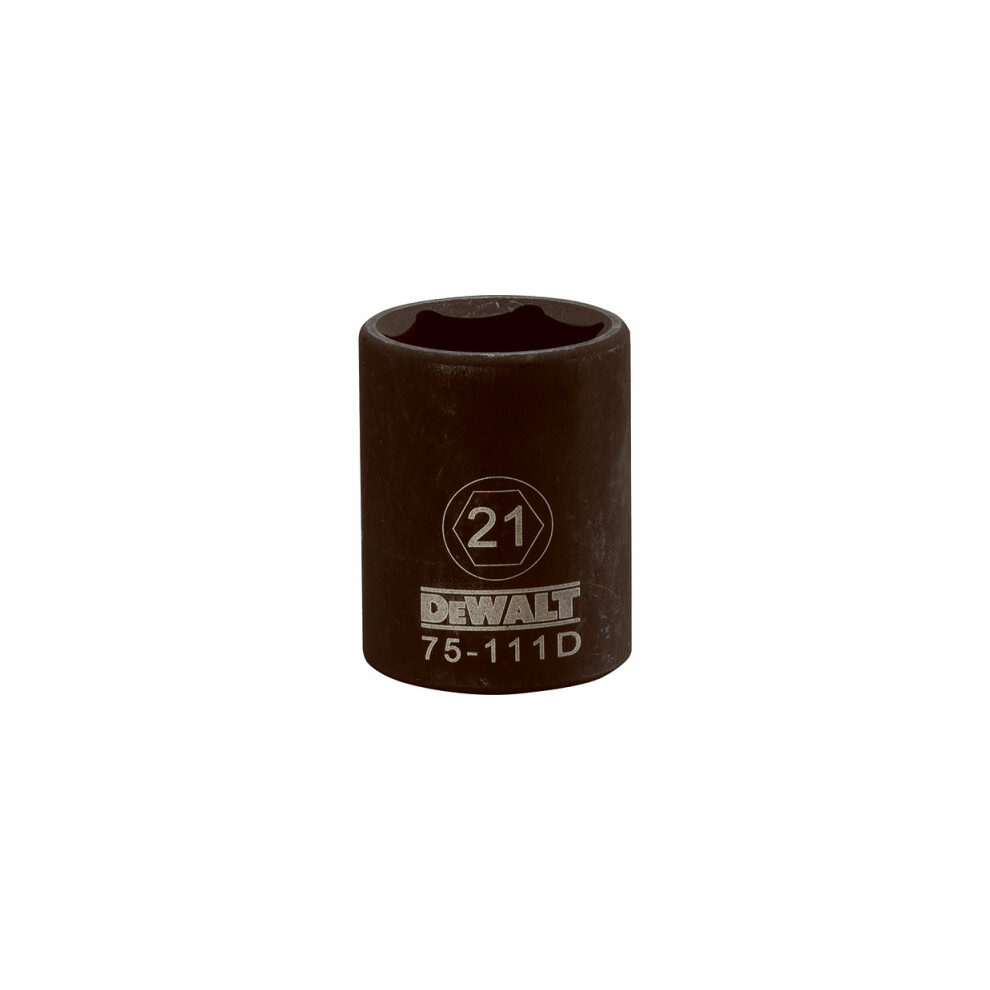 Metric Impact Socket, 6-Point, Black Oxide, 1/2 In. Drive, 21Mm - Dwmt75111osp 076174751116