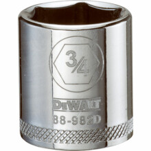 SAE Socket, Shallow, 6-Point, 3/4 In., 3/8 In. Drive - DWMT88982OSP