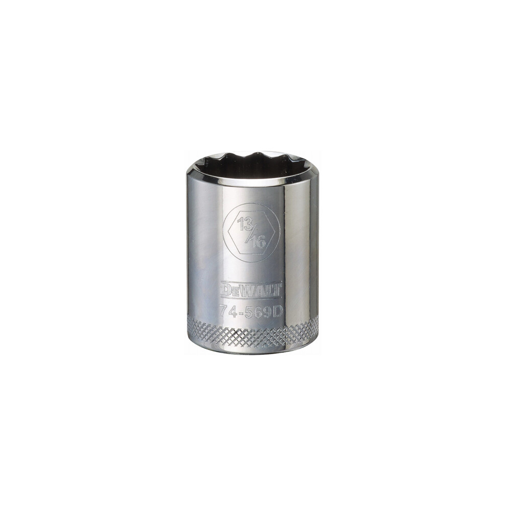 Dewalt Sae Socket, Shallow, 12-Point, 13/16 In., 1/2 In. Drive - Dwmt74569osp