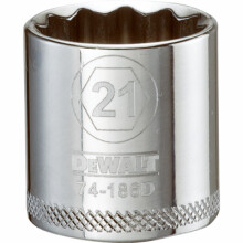 Metric Shallow Socket, 12-Point, 3/8 In. Drive, 21mm - DWMT74186OSP