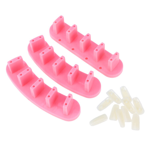 3Pcs Pink Nail Practice Rack Plastic Tip Stand for Nail Art Display