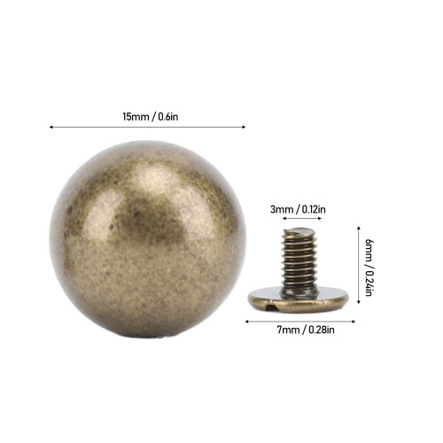 50 Sets Iron 15mm Spherical Rivets & Studs for Leathercraft 1