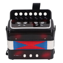Kids Accordion 7 Button BeginnerFriendly Musical Instrument with Durable Bellows and Learning Guide (Black)