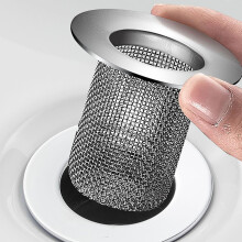 Edelstahl-Spülbecken-Abflusssieb, leichter, silberner Maschenfilter, lässt Wasser durch.