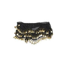 128Pcs Belly Dance Skirt Black Coin Scarf Handcrafted for Loud Sound