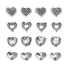 100Pcs Silver Metal Heart-Shaped Spacer Beads for DIY Jewelry Making