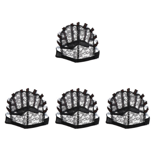 4Pcs Durable Black Net Cap Stylish Multi-Use Hair Care Tool 1