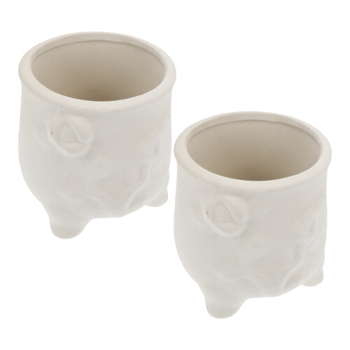 2Pcs Diy Ceramic Flower Pots Paintable Graffiti Planters For Kids