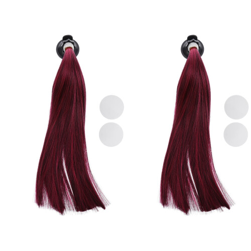 2Pcs Red Braid Wig Motorbike Accessory Stylish Decoration 2