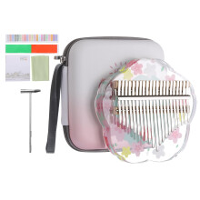 21 Keys Kalimba Thumb Piano Transparent Green Flower Acrylic with Case Stickers Hammer Kit
