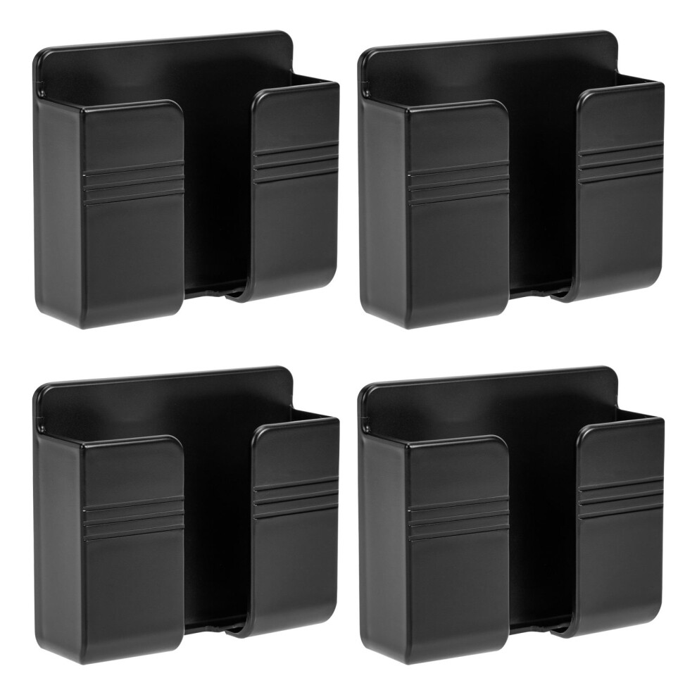 8Pcs Wall Mounted Phone Holder Black Abs Remote Controller Storage Box 3632619245205