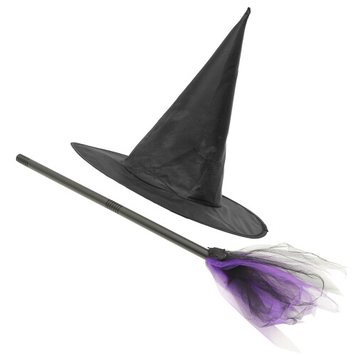5Sets Creative Halloween Witch Hat and Broom Photo Prop Set 1