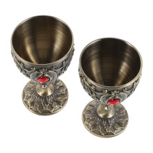 2Pcs Chalice Goblet: Vintage Alloy Engraved Metal Wine Cup For Party